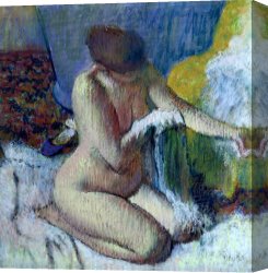 Edgar Degas Canvas Prints - After the Bath by Edgar Degas