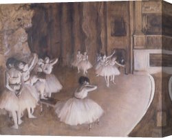 Edgar Degas Canvas Prints - Ballet Rehearsal on the Stage by Edgar Degas