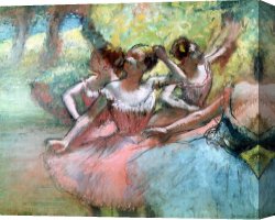 Edgar Degas Canvas Prints - Four ballerinas on the stage by Edgar Degas