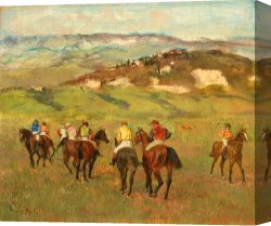 Edgar Degas Canvas Prints - Jockeys on Horseback before Distant Hills by Edgar Degas