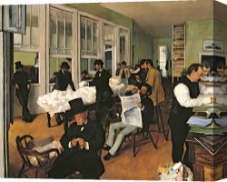 Edgar Degas Canvas Prints - The Cotton Exchange by Edgar Degas