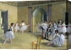 Edgar Degas Canvas Prints - The Dance Foyer at the Opera on the rue Le Peletier by Edgar Degas