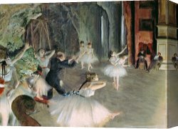 Impressionism Canvas Prints - The Rehearsal of the Ballet on Stage by Edgar Degas