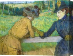 The Brandenburg Gate Berlin Canvas Paintings - Two women leaning on a gate by Edgar Degas
