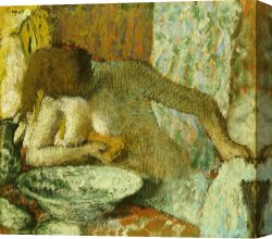 Unclothed Canvas Prints - Woman at her Toilet by Edgar Degas