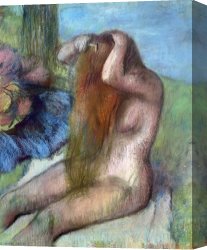 Woman Canvas Paintings - Woman doing her Hair by Edgar Degas