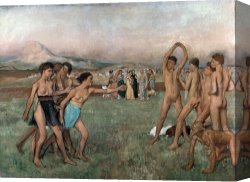 Edgar Degas Canvas Prints - Young Spartans Exercising by Edgar Degas