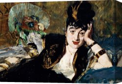 The Feathered Fan Canvas Prints - Lady With Fan Portrait Of Marie Anne De Callias Known As Nina De Callias by Edouard Manet