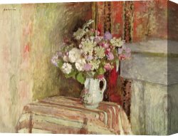 Flowers in a Blue Vase Canvas Prints - Flowers in a Vase by Edouard Vuillard