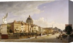 Eduard Canvas Paintings - Rear View of The Houses at Schlossfreiheit by Eduard Gaertner