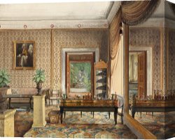 Eduard Canvas Paintings - The Study of Prince Karl of Prussia by Eduard Gaertner