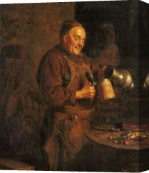 Eduard Canvas Paintings - The Evening Meal by Eduard Grutzner