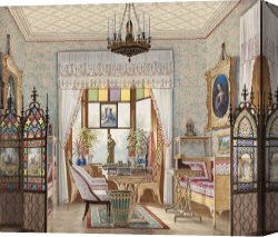 Eduard Canvas Paintings - Empress Alexandra Feodorovna's Sitting Room, Cottage Palace, St. Petersberg, Russia by Eduard Petrovich Hau