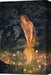 Eve Canvas Paintings - Midsummer Eve by Edward Robert Hughes