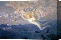 Wing of a Blue Roller Canvas Prints - On the Wings of the Morning by Edward Robert Hughes
