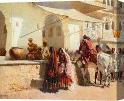Berlin Street Scene Canvas Prints - A Street Market Scene, India by Edwin Lord Weeks