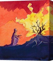 Apartments of Queen Elizabeth of Prussia, Charlottenburg Palace, Berlin Canvas Prints - God speaks to Moses from the burning bush by Elizabeth Wang