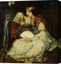 The Feathered Fan Canvas Prints - Lady with a Fan by Emile Bernard