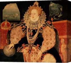 Apartments of Queen Elizabeth of Prussia, Charlottenburg Palace, Berlin Canvas Prints - Elizabeth I Armada portrait by English School