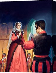 Apartments of Queen Elizabeth of Prussia, Charlottenburg Palace, Berlin Canvas Prints - Execution of Mary Queen of Scots by English School