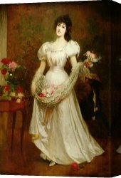 School Canvas Paintings - Portrait of a woman and her greyhound by English School