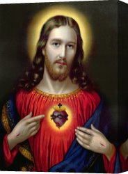 School Canvas Paintings - The Sacred Heart of Jesus by English School