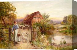 Home Canvas Paintings - Bringing Home the Sheep by Ernest Walbourn