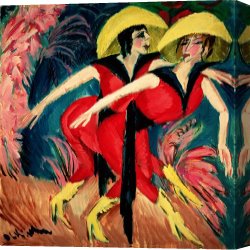 Ernst Canvas Paintings - Dancers In Red by Ernst Ludwig Kirchner