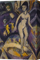Ernst Canvas Paintings - Female Nude With Hot Tub by Ernst Ludwig Kirchner