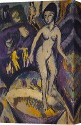Ernst Canvas Paintings - Female Nude With Hot Tub by Ernst Ludwig Kirchner