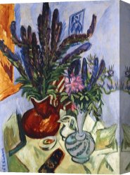 Ernst Canvas Paintings - Still Life With A Vase Of Flowers by Ernst Ludwig Kirchner