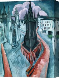 Ernst Canvas Paintings - The Red Tower In Halle by Ernst Ludwig Kirchner