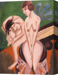Room Canvas Paintings - Two Nudes In The Room by Ernst Ludwig Kirchner
