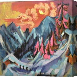 Ernst Canvas Paintings - Winter Landscape in Moonlight by Ernst Ludwig Kirchner