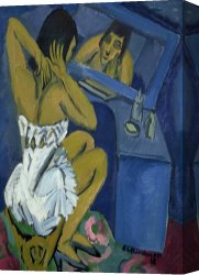 Ernst Canvas Paintings - Woman Before The Mirror by Ernst Ludwig Kirchner