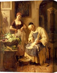 Goose Canvas Paintings - The Goose Plucker by Ernst Novak