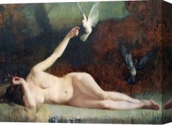 Ernst Canvas Paintings - Woman with Pigeons by Ernst Philippe Zacharie