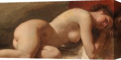 Unclothed Canvas Prints - Study of a reclining female nude by EW Wyon