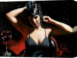 La Rive Gauche Canvas Prints - Saba at Las Brujas with Red Wine by Fabian Perez