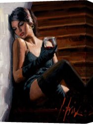 White Canvas Prints - Saba on The Stairs White Wall by Fabian Perez