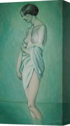 Cold Canvas Paintings - Bather In Profile Effect Of Green And Pink by Felix Edouard Vallotton
