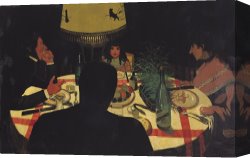 The End of Dinner Canvas Prints - Dinner by Lamplight by Felix Edouard Vallotton
