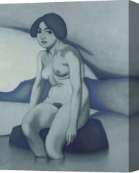 Cold Canvas Paintings - Green Nude by Felix Edouard Vallotton