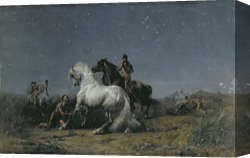 Horse Race Canvas Paintings - The Horse Thieves by Ferdinand Victor Eugene Delacroix