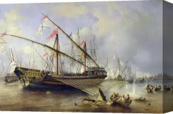 The Battle of Bannockburn Canvas Prints - The Battle of Grengham on 27th July 1720 by Ferdinand Victor Perrot