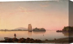 Boar Lane Canvas Paintings - Owl's Head, Penobscot Bay, Maine by Fitz Henry Lane