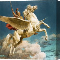 Horse Race Canvas Paintings - Pegasus The Winged Horse by Fortunino Matania