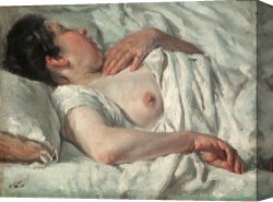 Sleeping Woman Canvas Prints - Woman Sleeping by Francesc Gimeno