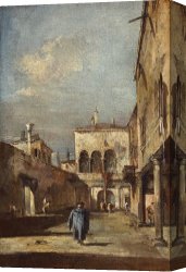 Fantasy Canvas Prints - Architectural Fantasy with a Courtyard by Francesco Guardi