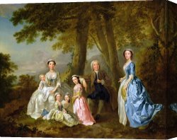Family Canvas Prints - Samuel Richardson seated with his family by Francis Hayman